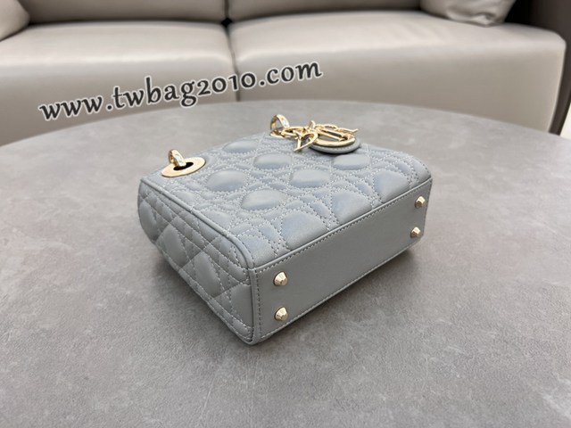 Dior专柜新款Lady女包迪奥高仿原单三格羊皮珠光灰Classic Lady戴妃包 djfk1276